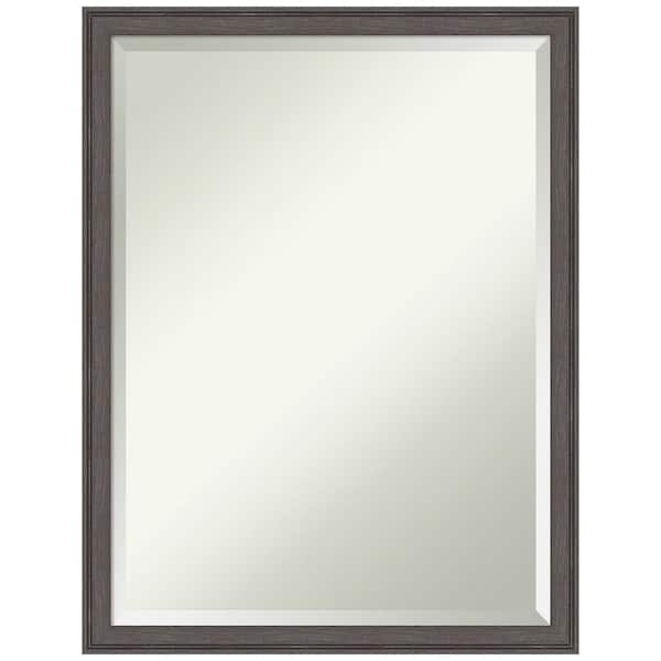 Amanti Art Florence Pewter 19.75 in. x 25.75 in. Beveled Casual Rectangle Framed Bathroom Wall Mirror in Silver