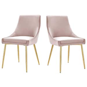 Viscount Gold Pink Performance Velvet Dining Chairs (Set of 2)