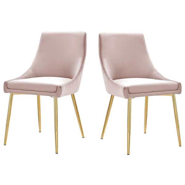 MODWAY Viscount Gold Pink Performance Velvet Dining Chairs (Set of 2)