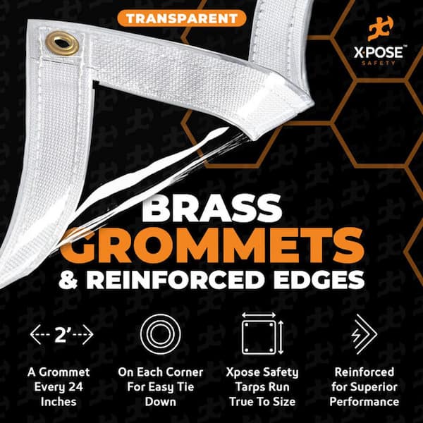 XPOSE SAFETY 8 ft. W x 12 ft. L Clear Vinyl Tarp Super Heavy Duty