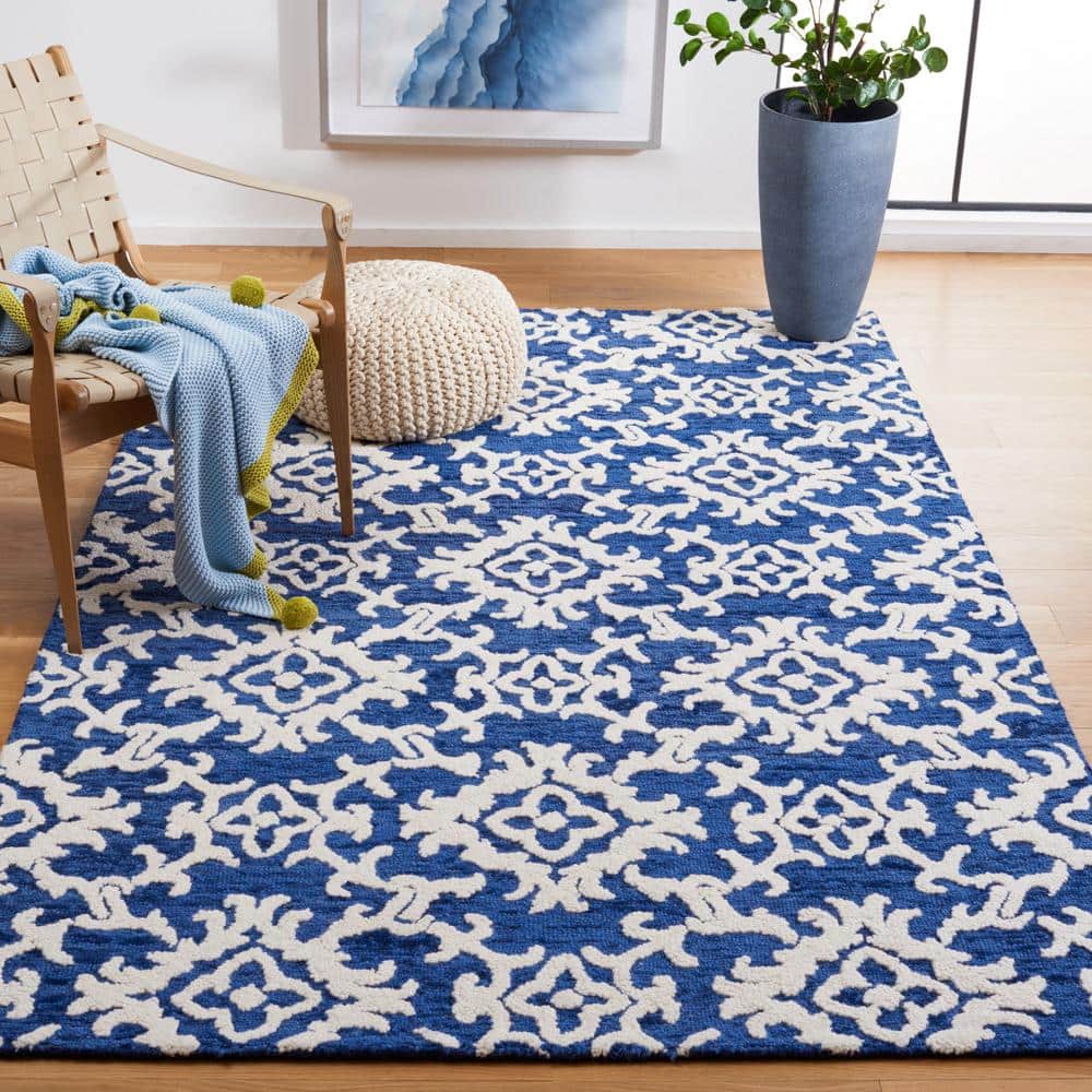 Blossom 6 ft. x 6 ft. Square Navy/Ivory Floral Antique Area Rug price history on PriceWatchPro