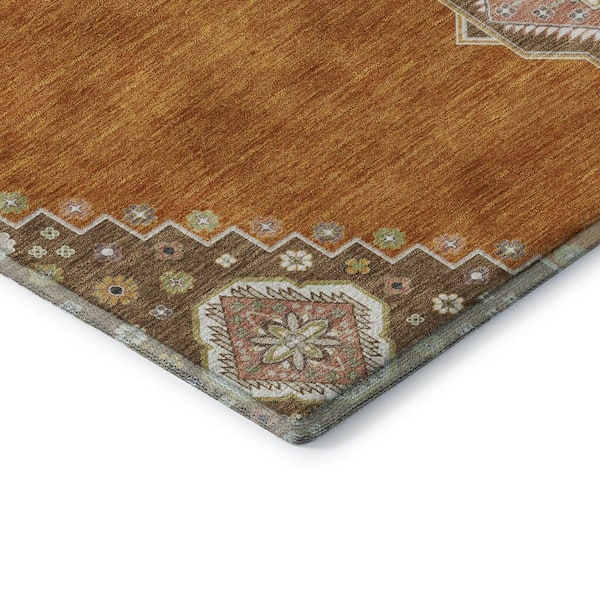 Mayfield Premium Machine Washable Abstract AMF1014 Copper 2 ft. 3 in. x 7 ft. 6 in. Runner Rug
