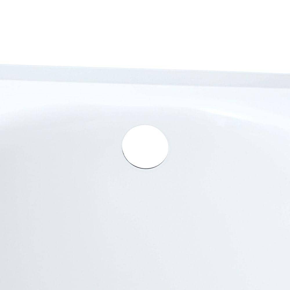White 61'' Cast Iron Alcove Soaking Bathtub