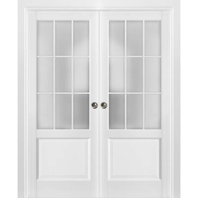 9 Lites White Solid Wood Sliding Door, Solid Sliding Doors