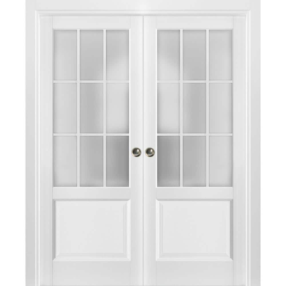 Sartodoors 3309 48 in. x 80 in. 9 Lites White Finished Solid Wood ...