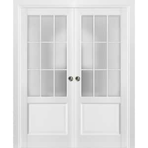 3309 56 in. x 84 in. 9 Lites White Solid Wood Sliding Door