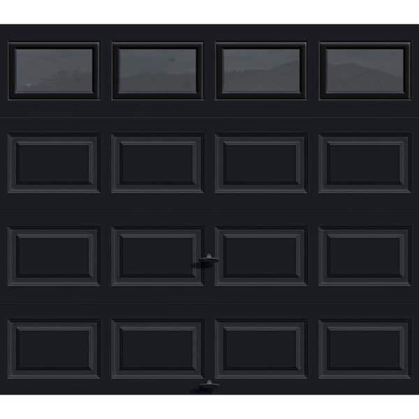 Classic Steel Short Panel 8ft x 7ft Insulated 6.5 R-Value Black Garage Door with windows