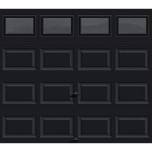 Classic Steel Short Panel 9ft x 7ft Insulated 12.9 R-Value Black Garage Door with windows