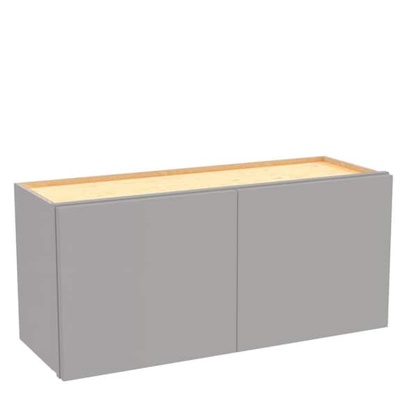 Hargrove 30 in. W x 12 in. D x 12 in. H Assembled Plywood Wall Bridge Kitchen Cabinet in Veiled Gray with Soft Close