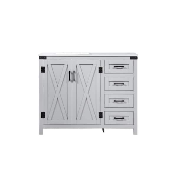 Unbranded Timeless Home 19 in. W x 42 in. D x 34 in. H Bath Vanity in Grey with Ivory White Engineered Stone Top