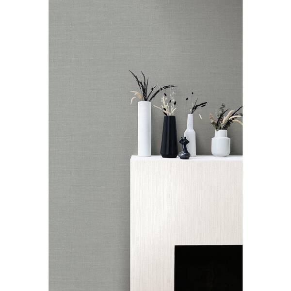 Slate Grey Hopsack Embossed Vinyl Unpasted Wallpaper Roll 60.75 sq. ft.