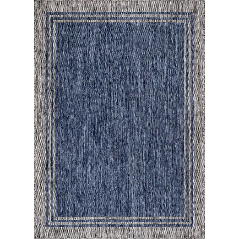 Beverly Rug 10 X 14 Azure Silver Aloha Washable Bordered Indoor Outdoor ...