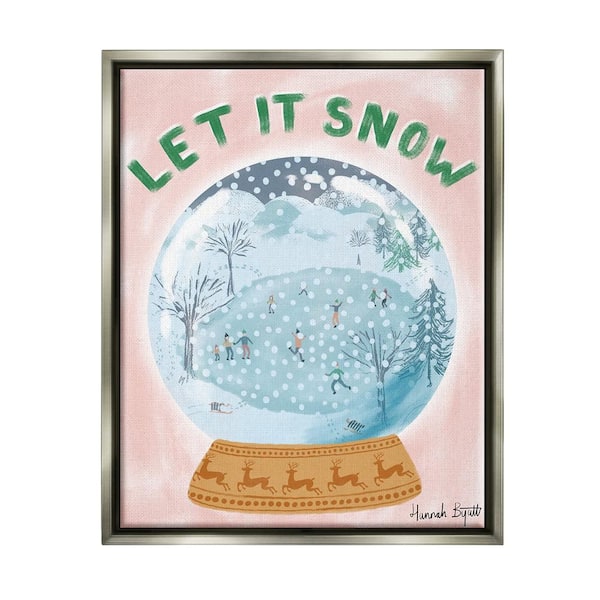Stupell Industries Let it Snow Globe by Hannah Byatt 1-Piece Floater Frame Graphic Print People Poster Art Print 21 in. x 17 in.