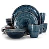Elama Deepsea Mozaic 16-Piece Modern Sea Blue Stoneware Dinnerware Set (Service for 4) 985112659M