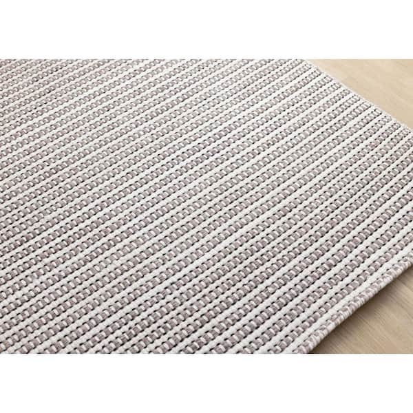 Cindara Collections 8 ft. x 11 ft. White Stripes Indoor Area Rug