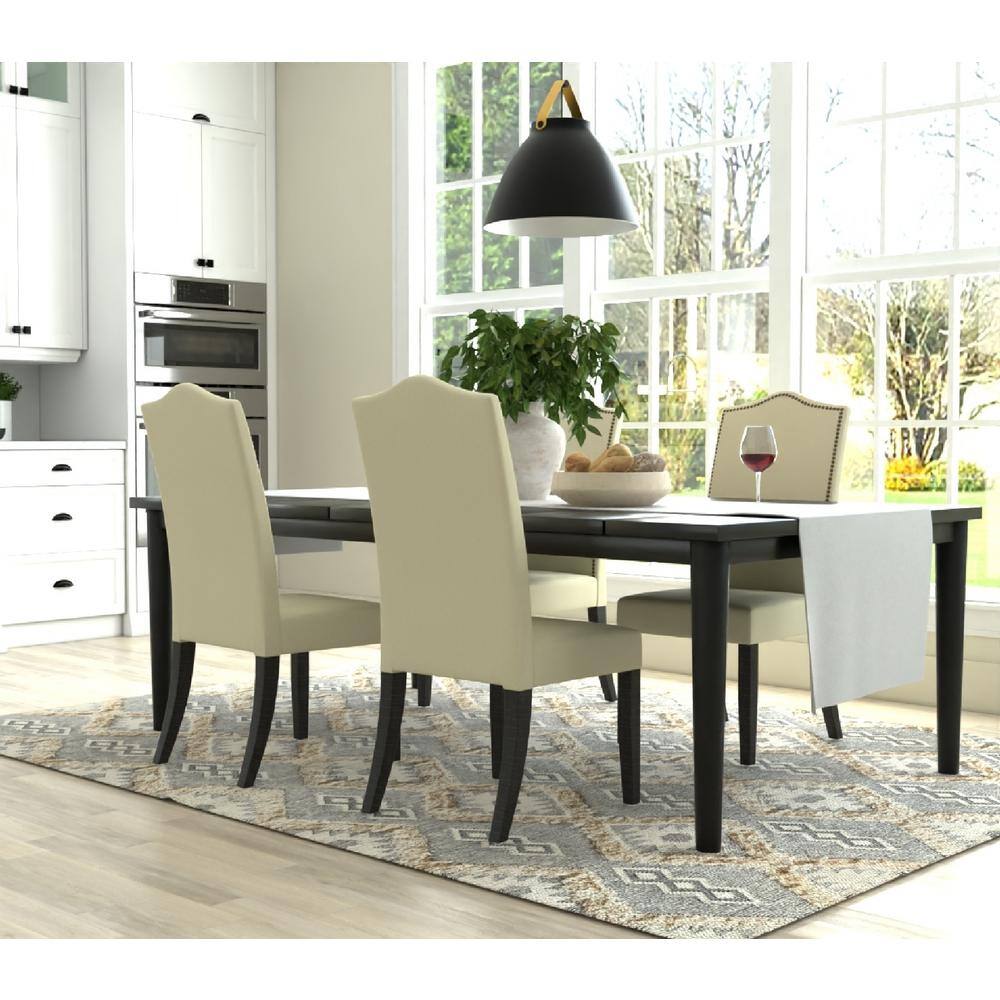 Espresso Wood Upholstered Linen Parsons Side Chair