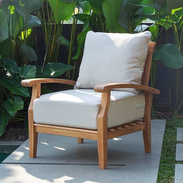 Cambridge Casual Cambridge Casual Caterina Teak Wood Outdoor Lounge Chair with Beige Cushion
