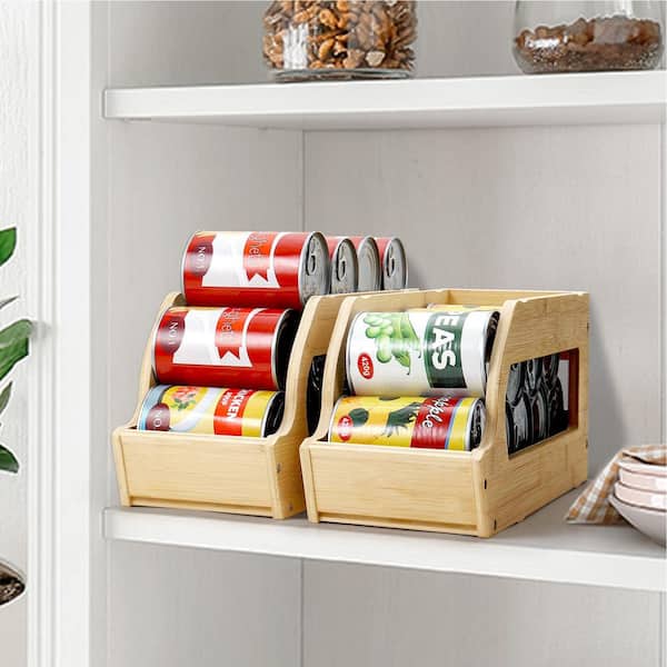 Wudkey 2 Pack Bamboo Can Organizers and Storage for Pantry, Soda