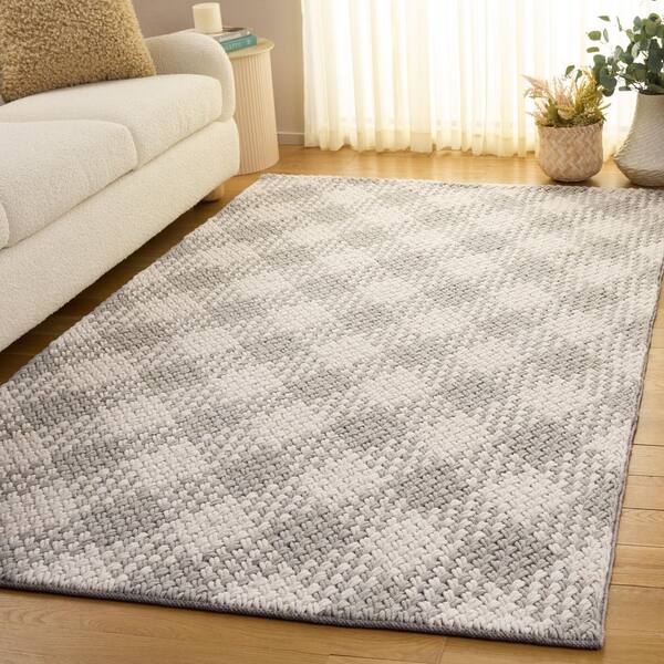 Natural Fiber Couture 6 ft. x 9 ft. Silver/Ivory Check Area Rug