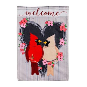 1 ft. x 1-1/2 ft. Cardinal Couple Garden Burlap Flag