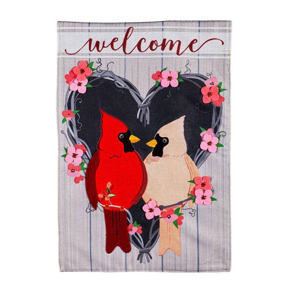 Cardinal Wreath Welcome Garden Flag