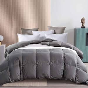 Queen Gray 100% Cotton All Seasons Down/Feather Blend Comforter