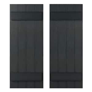 14 in. x 39 in Recycled Plastic Board and Batten Stonecroft Shutter Pair in Black