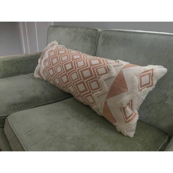 LR Home Geometric Burnt Orange and Cream Throw Pillow