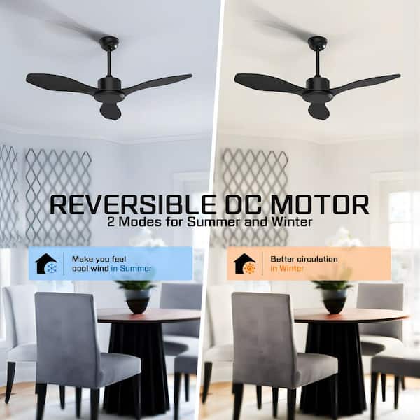 TOZING 48 in. Indoor Modern Windmill Black Low Profile Semi