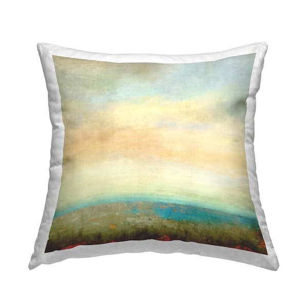 Stupell Industries Distant Water Landscape Yellow Print Polyester 18 in. x 18 in. Throw Pillow