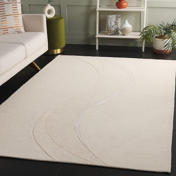 Fifth Avenue 4 ft. x 6 ft. Ivory Solid Wavy Area Rug