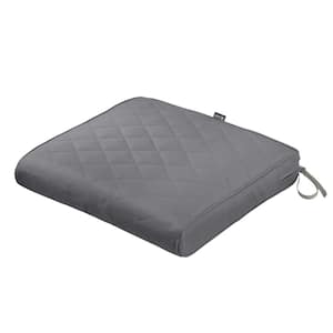 Montlake FadeSafe 21 in. W x 19 in. D x 3 in. Thick Grey Rectangular Outdoor Quilted Dining Seat Cushion
