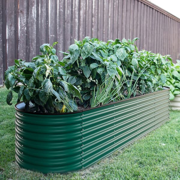 VEIKOUS 8 ft. x 2 ft. x 2 ft. Galvanized Steel Raised Garden Bed 9-in-1 Planter Box Outdoor, Green