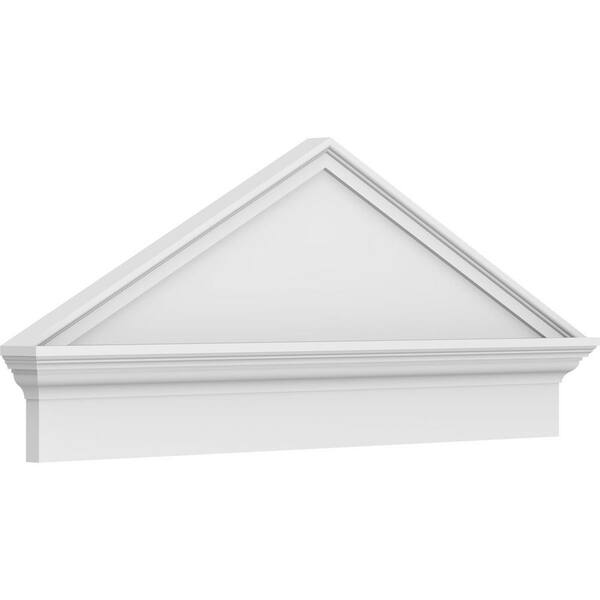 Ekena Millwork 42 in. W x 17-3/8 in. H x 2-3/4 in. P (Pitch 6/12) Peaked Cap Smooth Signature Urethane Combination Pediment, Primed Tan