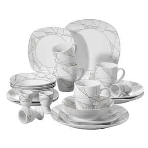 Serena 20-Piece Porcelain Dinner Set with 4*Egg Cup 4*Mug 4*Bowl 4*Dessert Plate and 4*Dinner Plate Service for 4