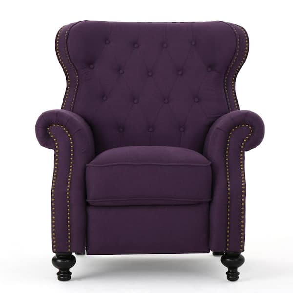 Noble House Walder Plum Tufted Recliner, Purple Leather Recliner
