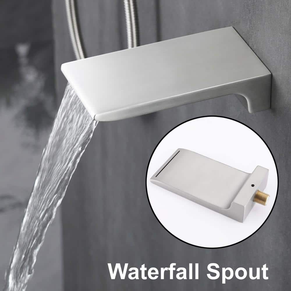 Brushed Nickel 10" Rain Shower Faucet Set with Handheld