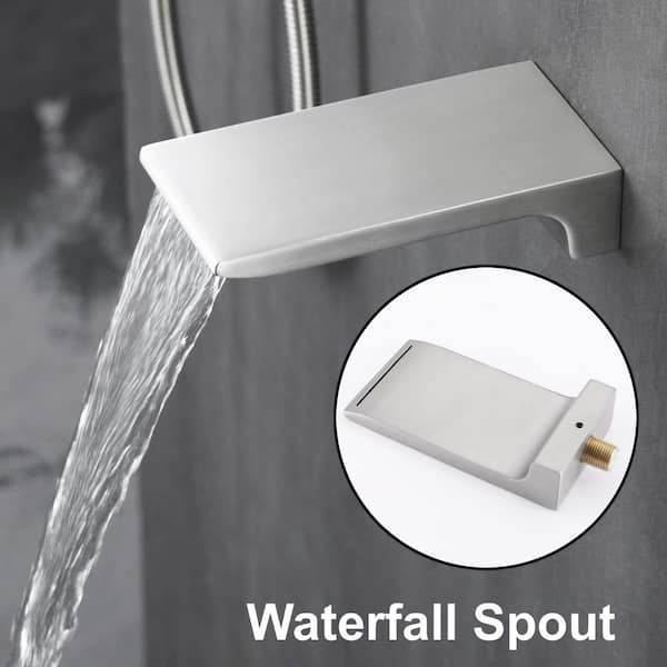 Single Handle 1-Spray Tub and Shower Faucet Handheld Shower Combo with 10 in. Shower Head in Brushed Nickel