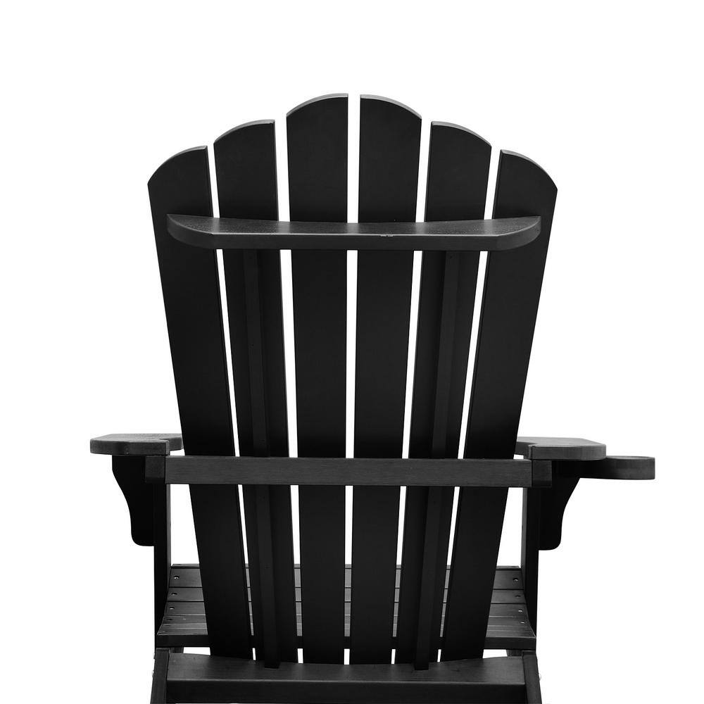 Black Polystyrene Adirondack Chair with Cup Holder