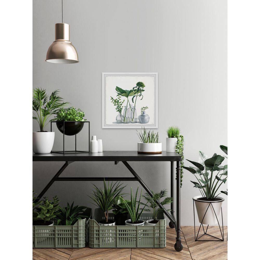 Clear Greens White Framed Nature Print on Canvas 12" x 12"