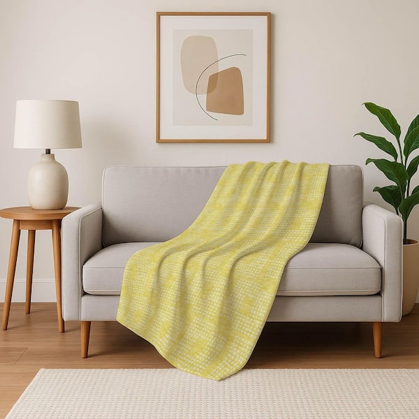 Premium Machine Washable ASB890 Yellow 50 in. x 70 in. Sherpa Throw Blanket