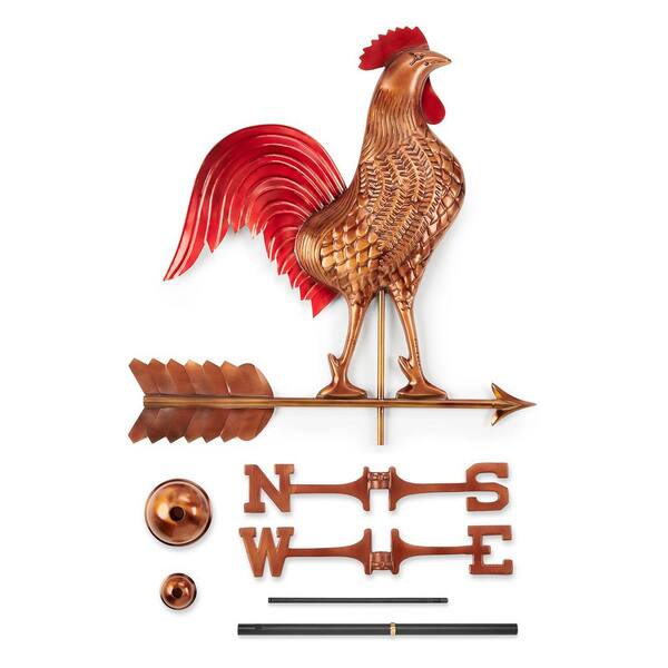 Pure Copper Good Directions Large Rooster Weathervane 