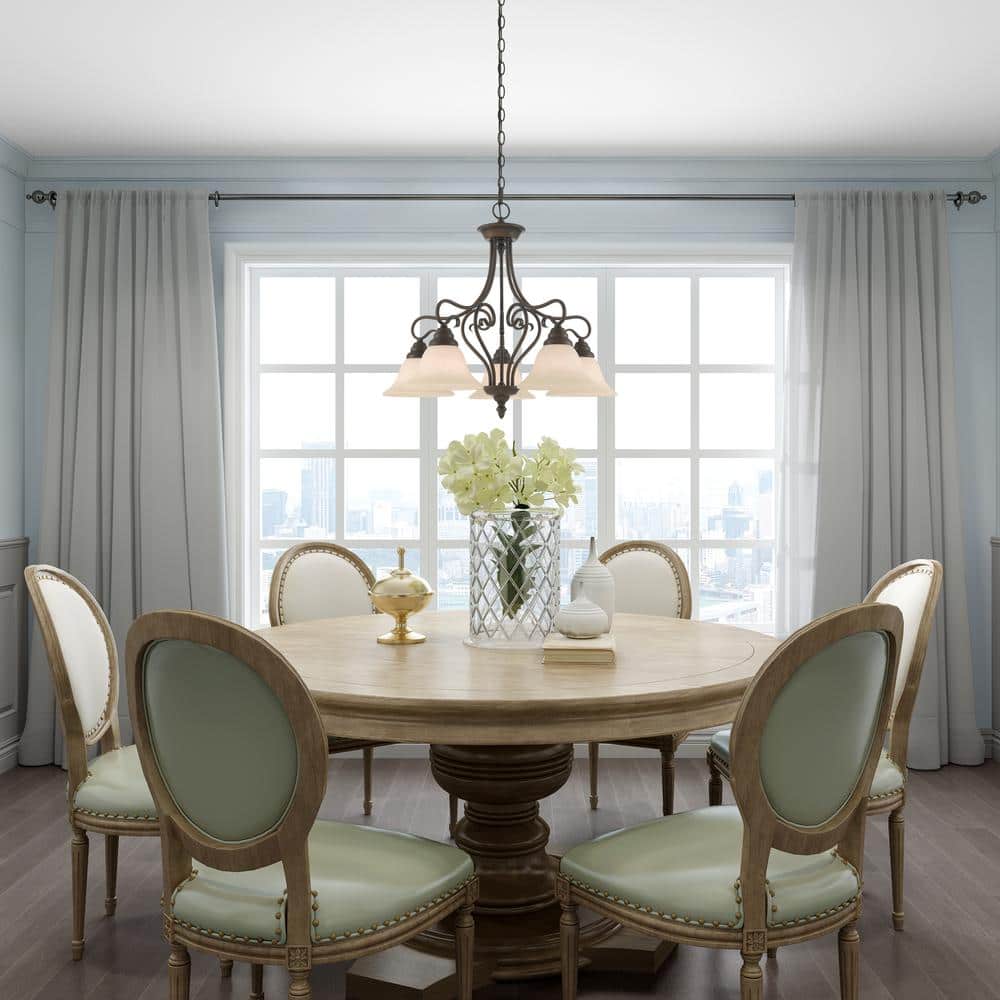Imperial Bronze 5-Light Chandelier with Vintage Scavo Glass