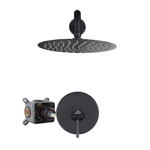 1-Spray Patterns Round 10 in. Single Function Wall Mount Fixed Shower Head in Black