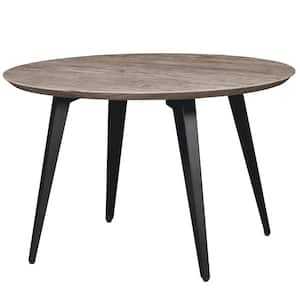 Ravenna 47 in. Modern Round Wood Dining Table with Metal Legs in Weathered Oak