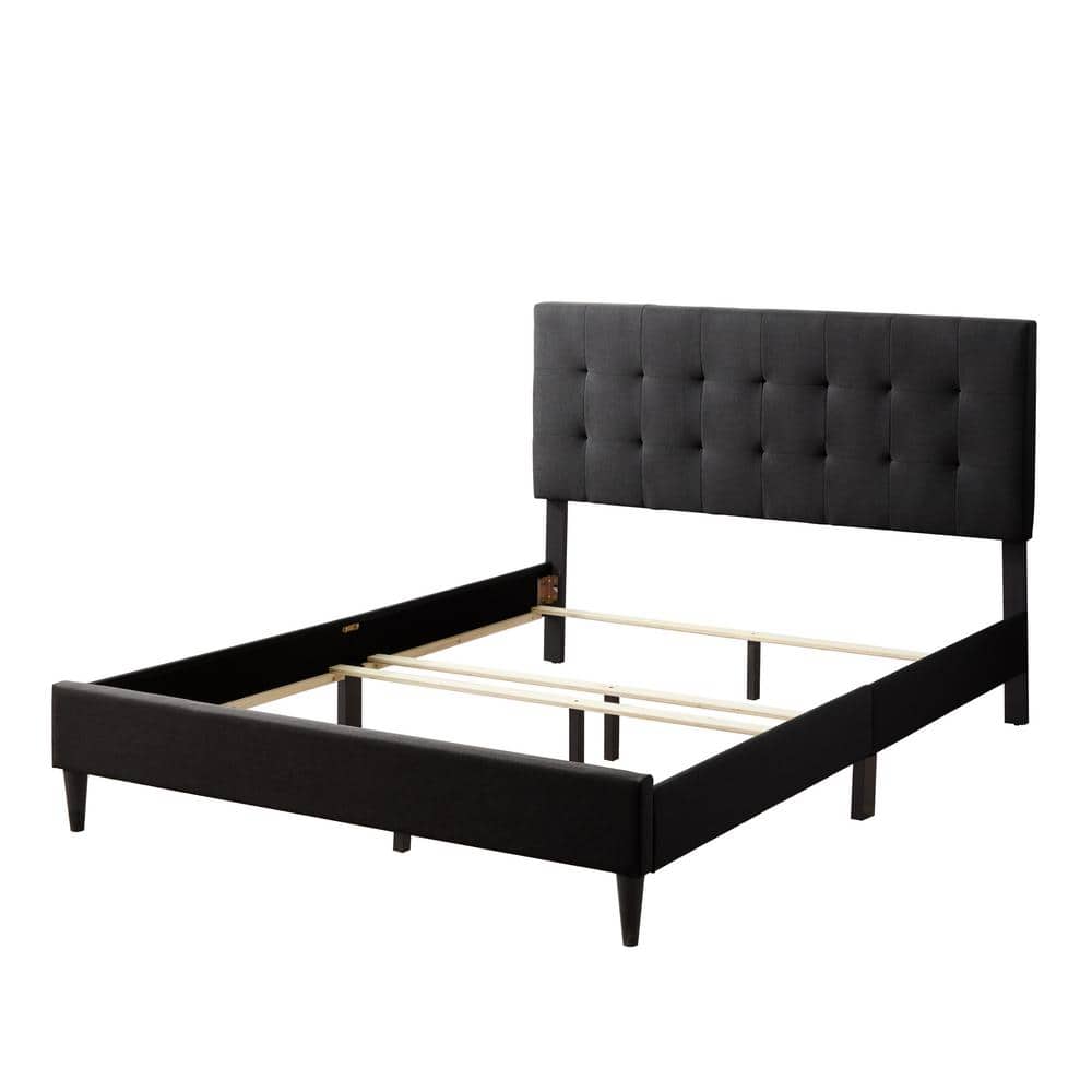 Brookside Sue Black Square Tufted Polyester Wood Frame Queen Platform