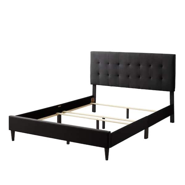 Brookside Sue Black 41 in. W Tufted Polyester Wood Frame Twin Box Spring Required Platform Bed