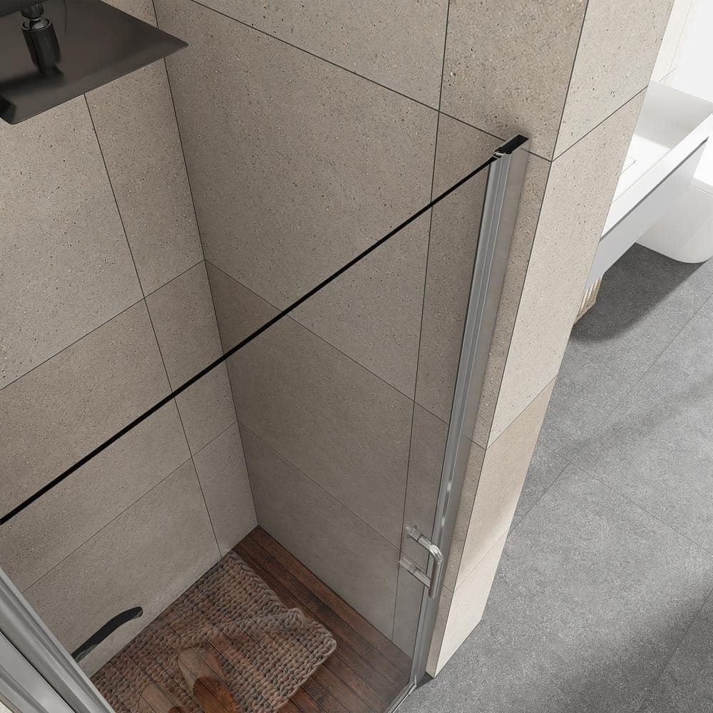 Chrome Semi-Frameless Pivot Shower Door with Clear Glass