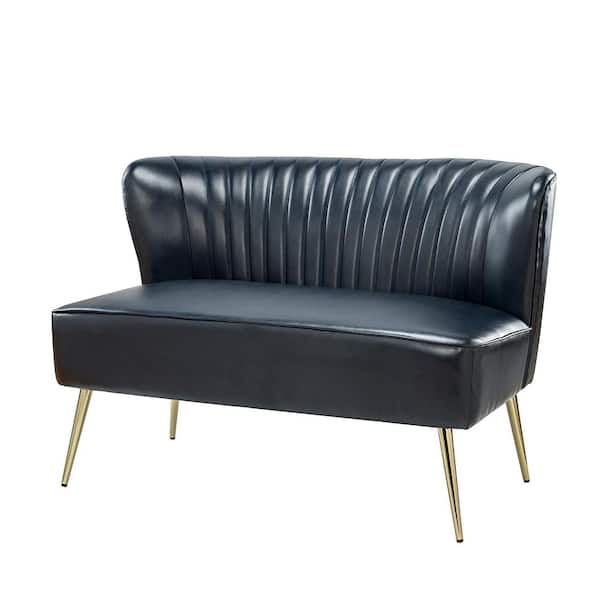 JAYDEN CREATION Vittoria Modern 47 in. Navy Loveseat with Metal Legs