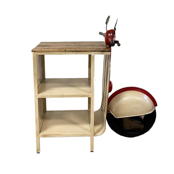 HomeRoots Mariana Red and White Scooter Accent Cabinet